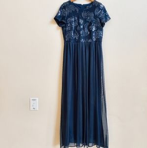 Short Sleeve Gown - Sequin-Embellished